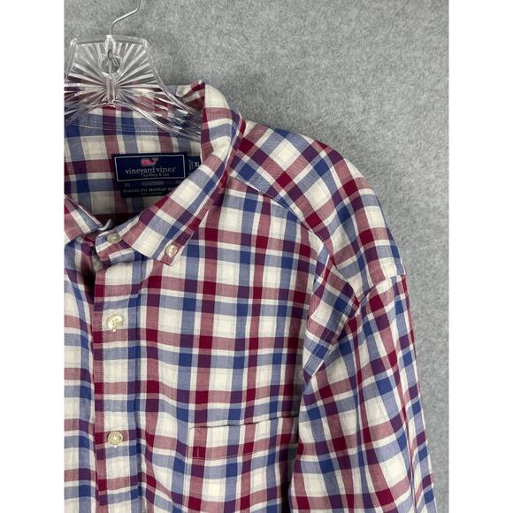 Vineyard Vines Murray Shirt Mens XL Red Blue Plaid Long Sleeve Button Down - Picture 3 of 9